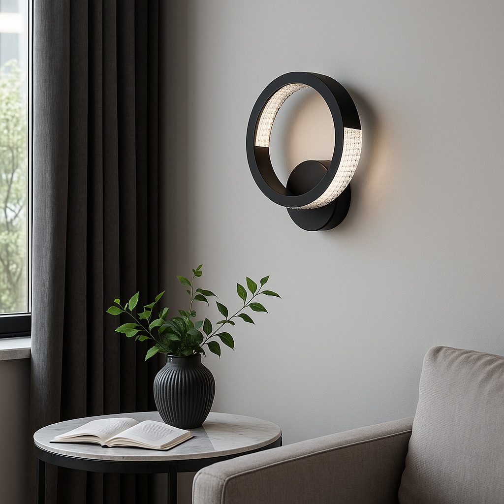 Настінний світильник чорний D-25 cm H-30 cm Led 17W 3000-6000K Black Arka lamp 251174-100006628