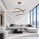 Підвісна люстра чорна D-80 cm Led 60W 4000K Black Rings 260940-100008867