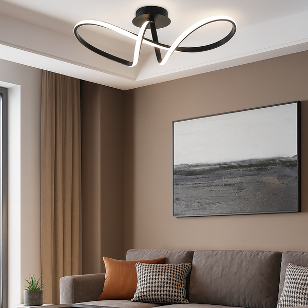 Стельва люстра чорна хвиляста H-23 cm W-61 cm Led 33W 4000K Black Wave 250940-100006079