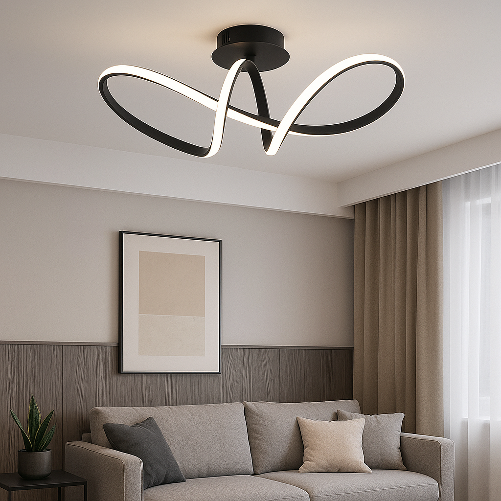 Стельва люстра чорна хвиляста H-23 cm W-61 cm Led 33W 4000K Black Wave 250940-100006079