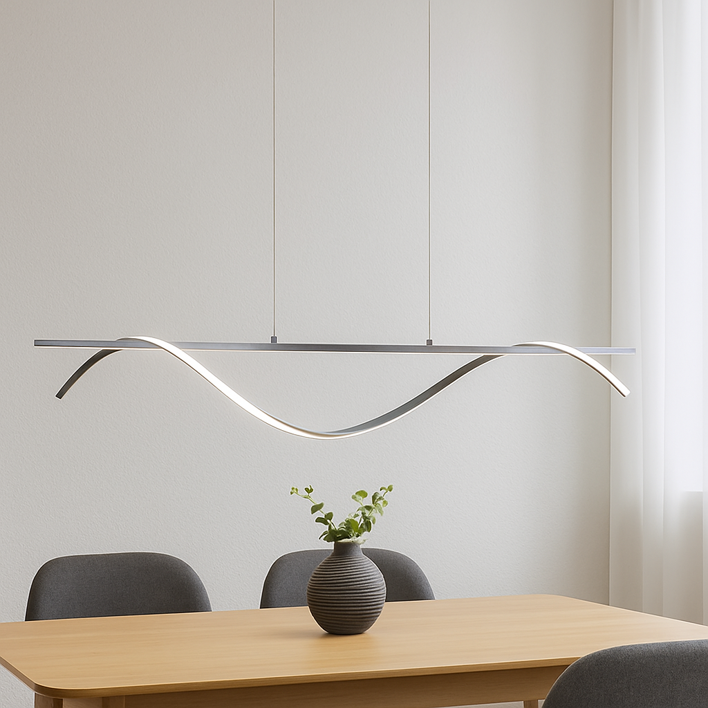 Підвісна люстра срібна хвиляста L-120 cm Led 23W 4000K Silver Gemo Wave 250940-100006080