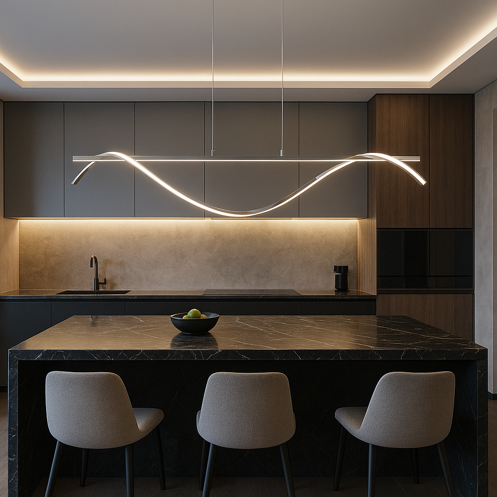 Підвісна люстра срібна хвиляста L-120 cm Led 23W 4000K Silver Gemo Wave 250940-100006080