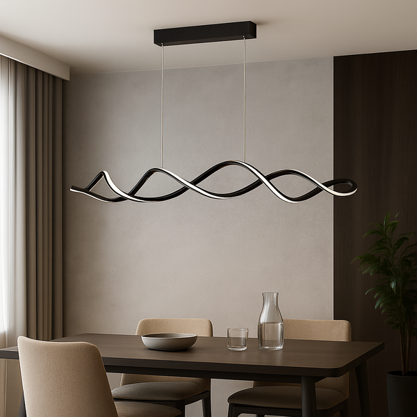 Підвісна люстра чорна хвиляста L-119 cm Led 43W 4000K Black Gemo Wave 250940-100006081