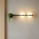 Настінний світильник чорний з білими плафонами та кашпо L-120 cm Led / E14 Green Orbit 2 balls flower 250758-100005521