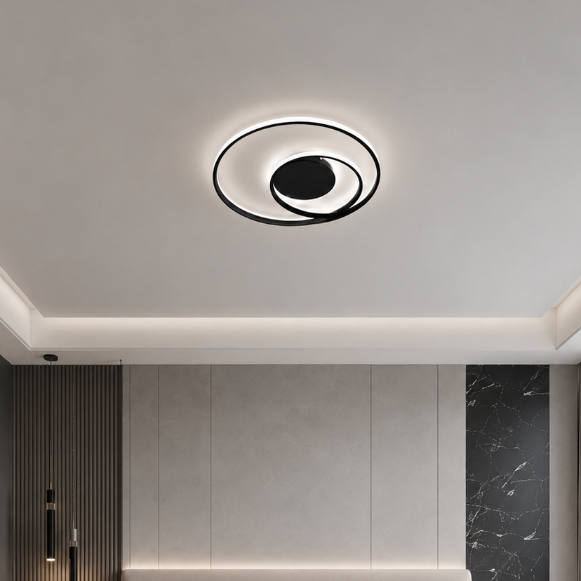 Стельова люстра чорна D-50 cm Led 56W 3000K-6000K Black Rings 260718-100008413