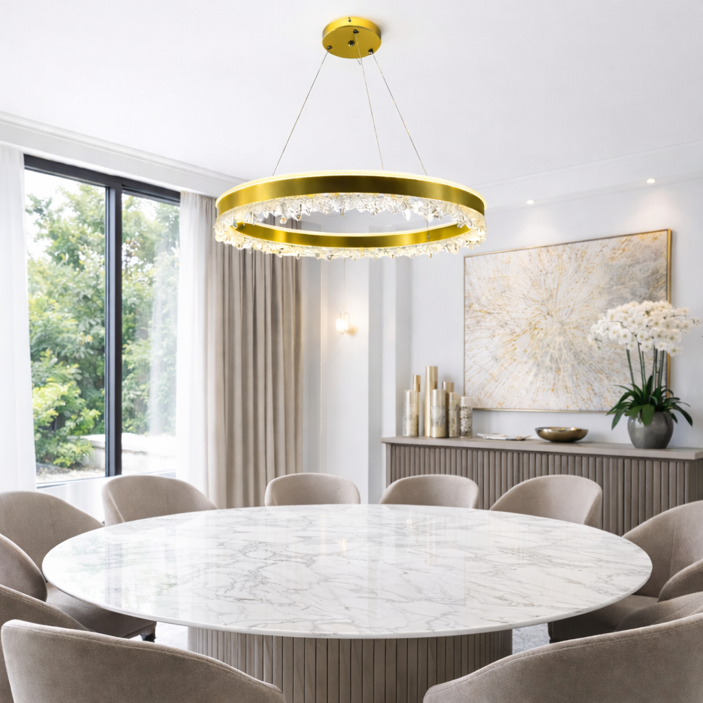 Підвісна люстра золота D-50 cm Led 80W 3000K-6000K Gold Ice 260288-100007479