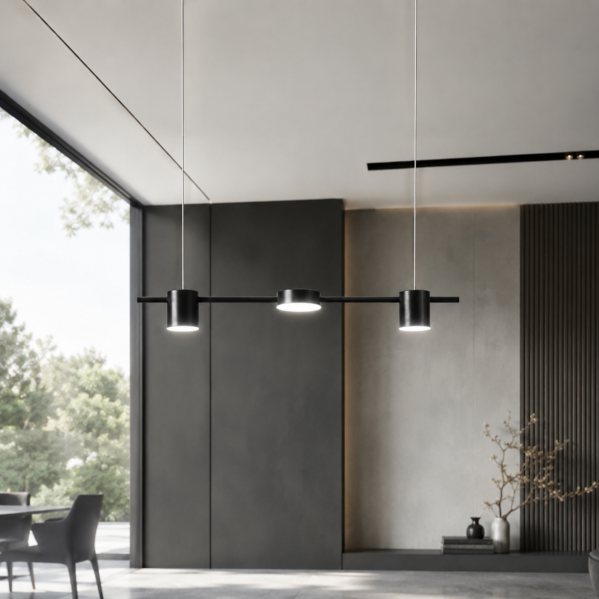 Люстра видовжена чорна L-75 cm Led 24W 3000K-6000K Black Ray Boshi 260622-100008134