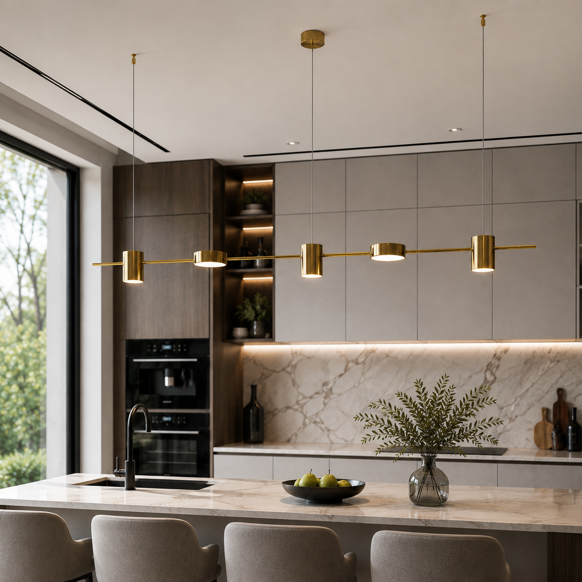 Люстра видовжена золота L-125 cm Led 40W 3000K-60000K Gold Ray Boshi 260622-100008135