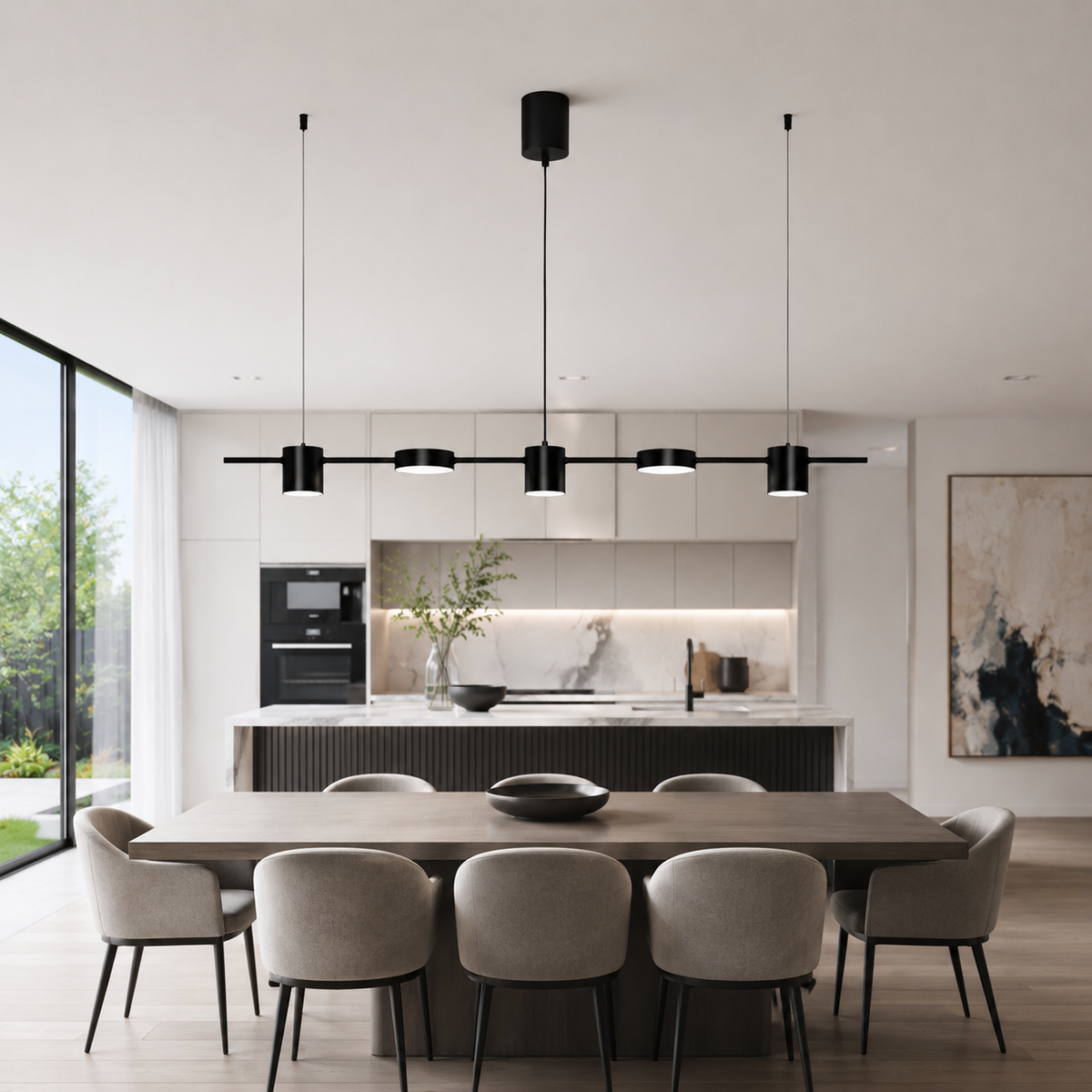 Люстра видовжена чорна L-125 cm Led 40W 3000K-60000K Black Ray Boshi 260622-100008136