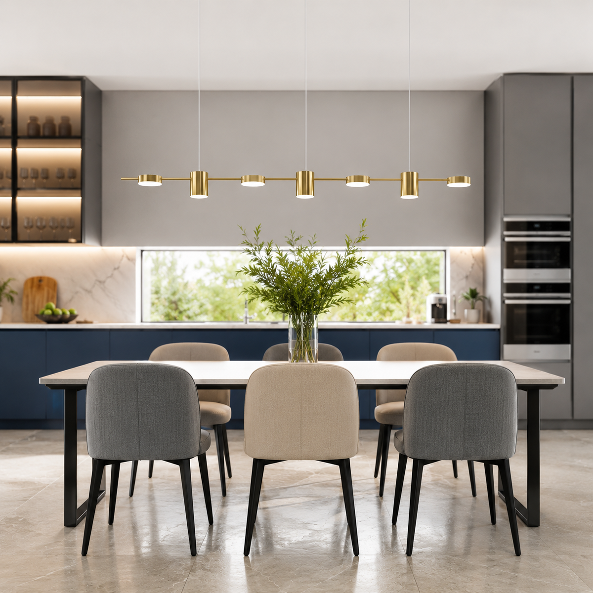 Люстра видовжена золота L-150 cm Led 48W 3000K-60000K Gold Ray Boshi 260622-100008137
