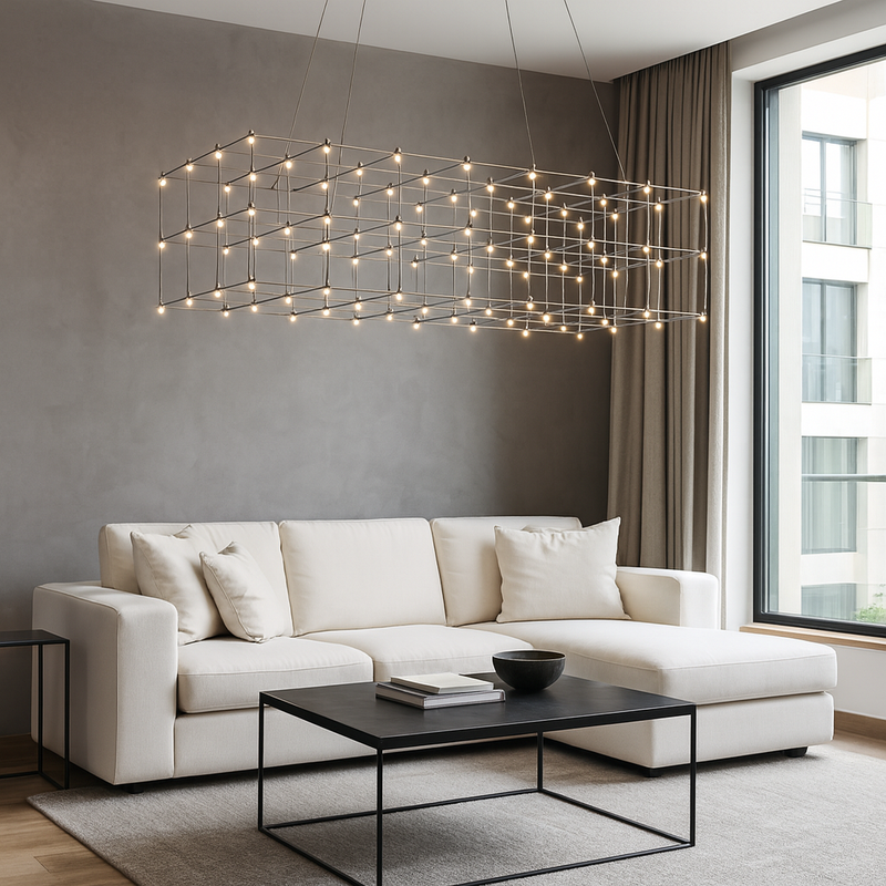 Підвісна люстра срібна L-100 cm Led 22W 3000K Silver Rain 251066-100006334