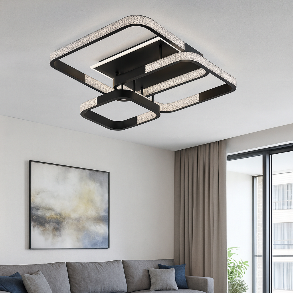 Стельова люстра чорна з пультом L-76 cm H-16 cm Led 130W 3000-6000K Black Arka lamp 251174-100006639