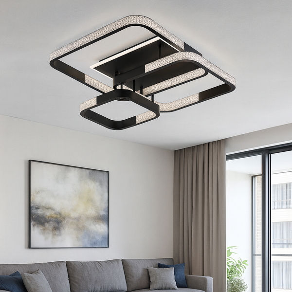 Стельова люстра чорна з пультом L-76 cm H-16 cm Led 130W 3000-6000K Black Arka lamp 251174-100006639