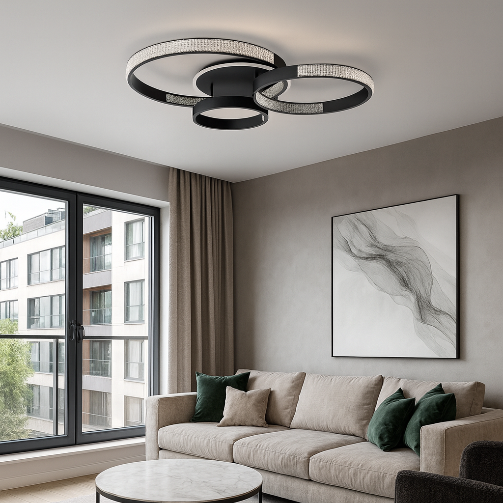 Стельова люстра чорна з пультом L-80 cm H-11.5 cm Led 100W 3000-6000K Black Arka lamp 251174-100006640