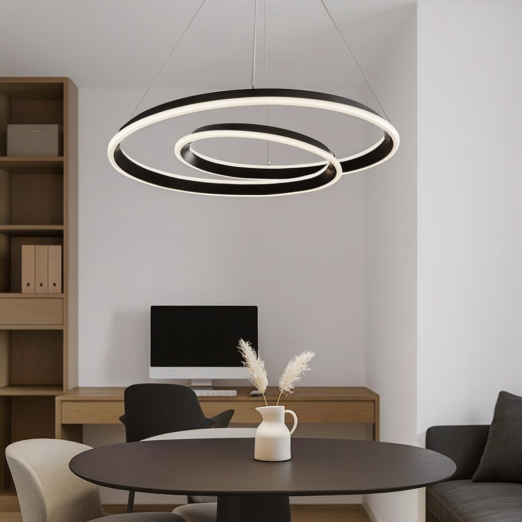 Люстри підвісні чорні D-60 cm / D-80 cm Led Black Rings 211218-100000550