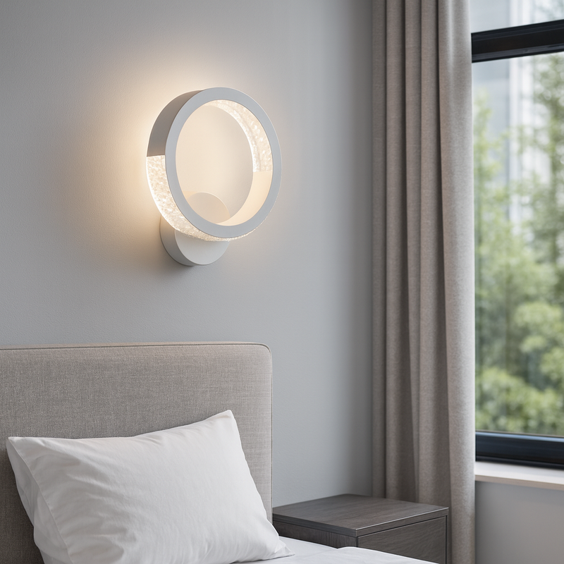 Настінний світильник білий D-25 cm H-30 cm Led 17W 3000-6000K White Arka lamp 251174-100006645