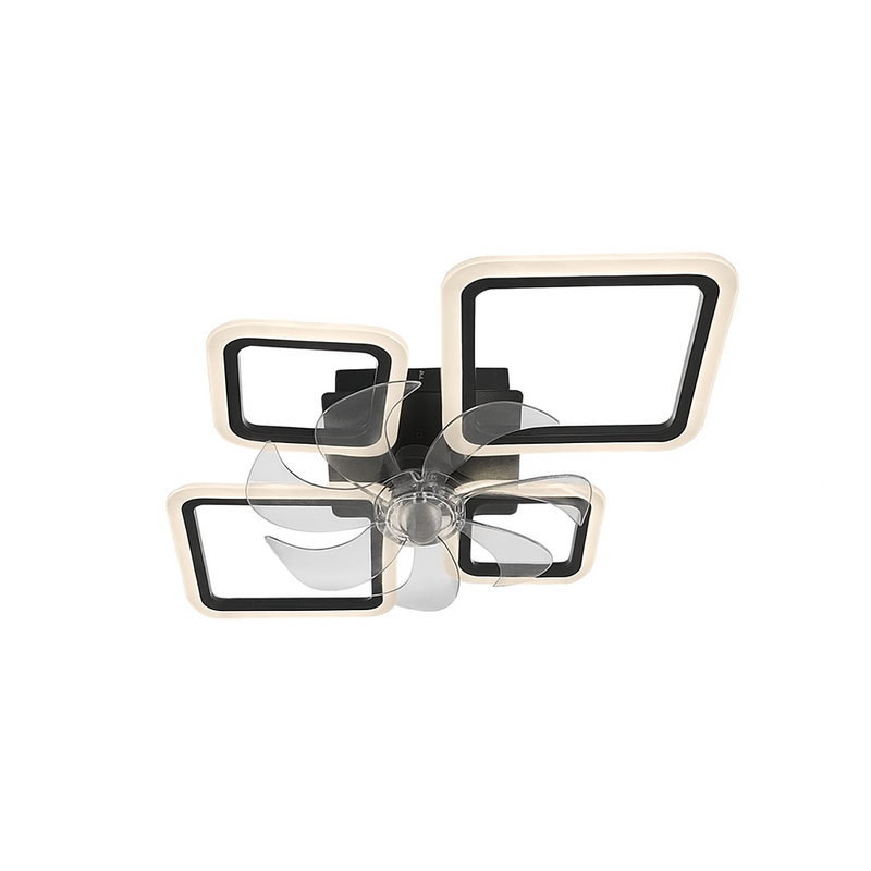 Стельова люстра чорна з прозорим вентилятором керована Led 70W Black Fan lamp 250775-100005528