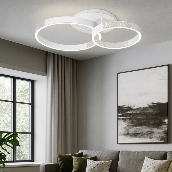 Стельова люстра біла з пультом L-60 cm H-11 cm Led 80W 3000-6000K White Arka lamp 251174-100006650