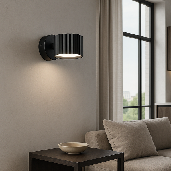 Настінний світильник чорний H-6 cm D-8.2 cm Led GX53 Black Gofre 251092-100006346