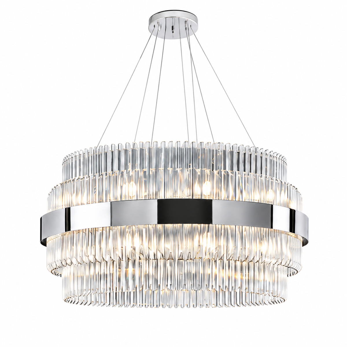 Підвісна люстра срібна D-100 cm Led 102W Chrome Elegant 260817-100008644