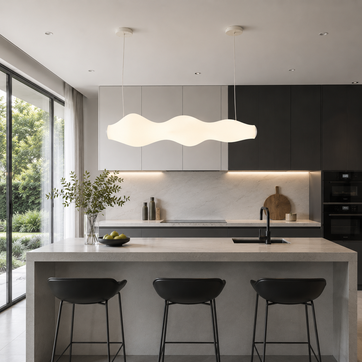 Підвісна люстра біла L-120 cm Led 54W 3000K-6000K White Wave 260618-100008139