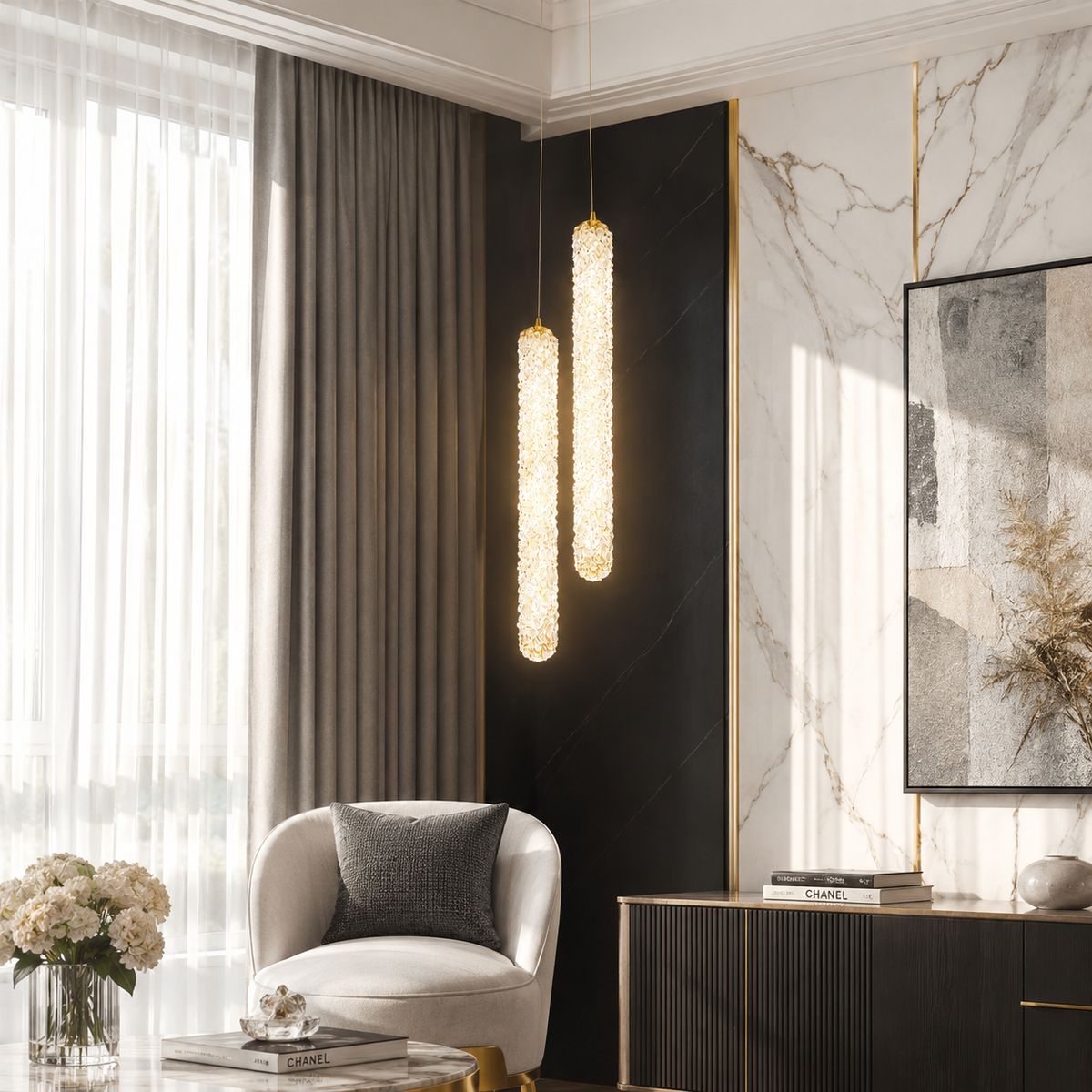 Підвісні світильники золоті L-57 cm / L-68 cm Led 3000K-6000K Gold Crystal 260618-100008144