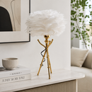 Настільна лампа золота з пір'ям H-50 cm E27 Gold+White Feather 260618-100008145