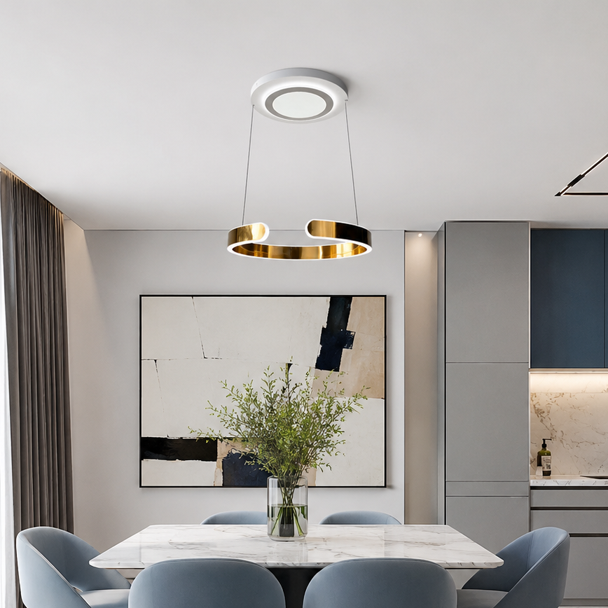 Люстра-трансформер золота D-50 cm Led 105W 3000K-6000K Gold+White Curl 260618-100008146