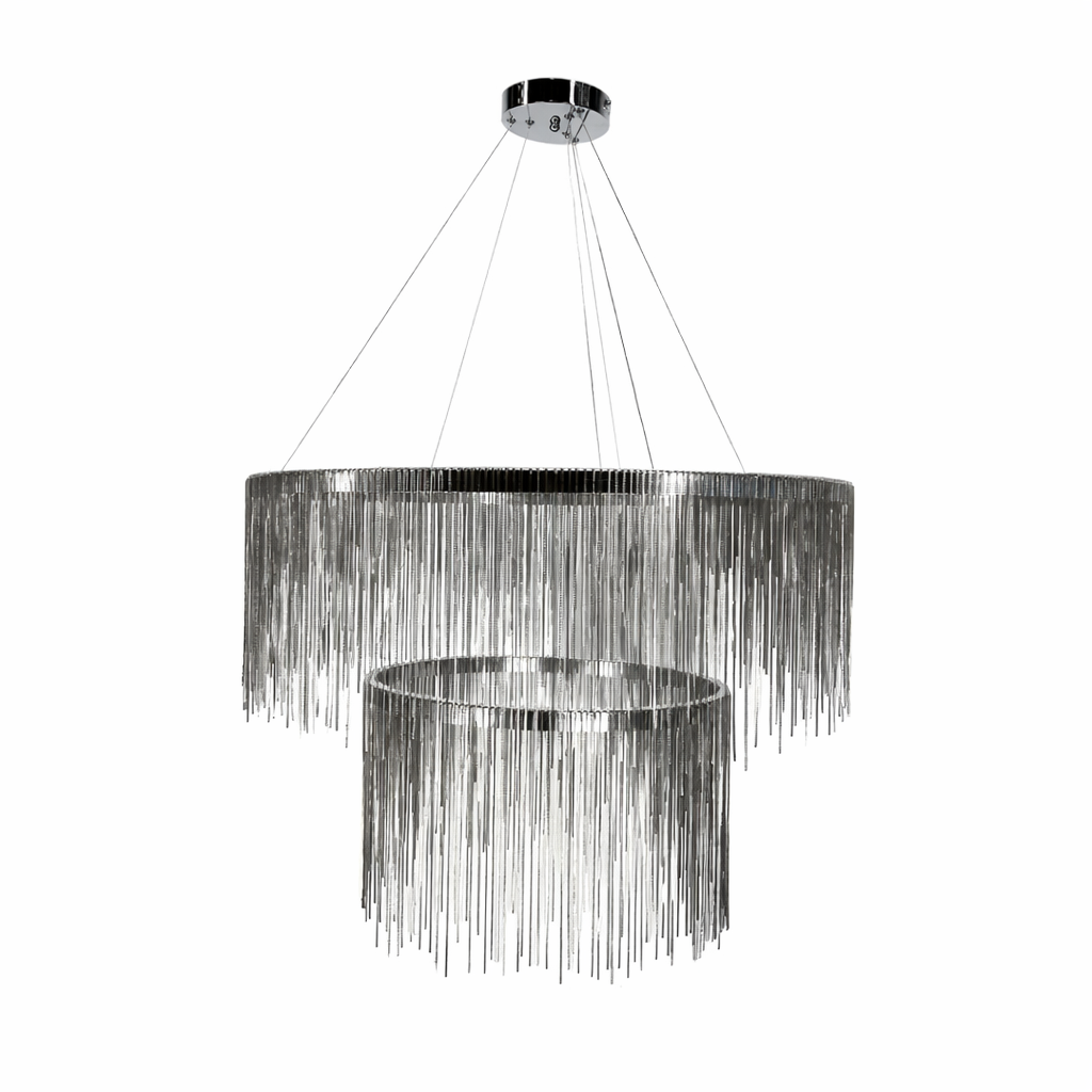 Підвісна подвійна люстра с ланцюжків D-80+50 cm Led 70W 3000K-6000K Chrome Chain 251218-100006916