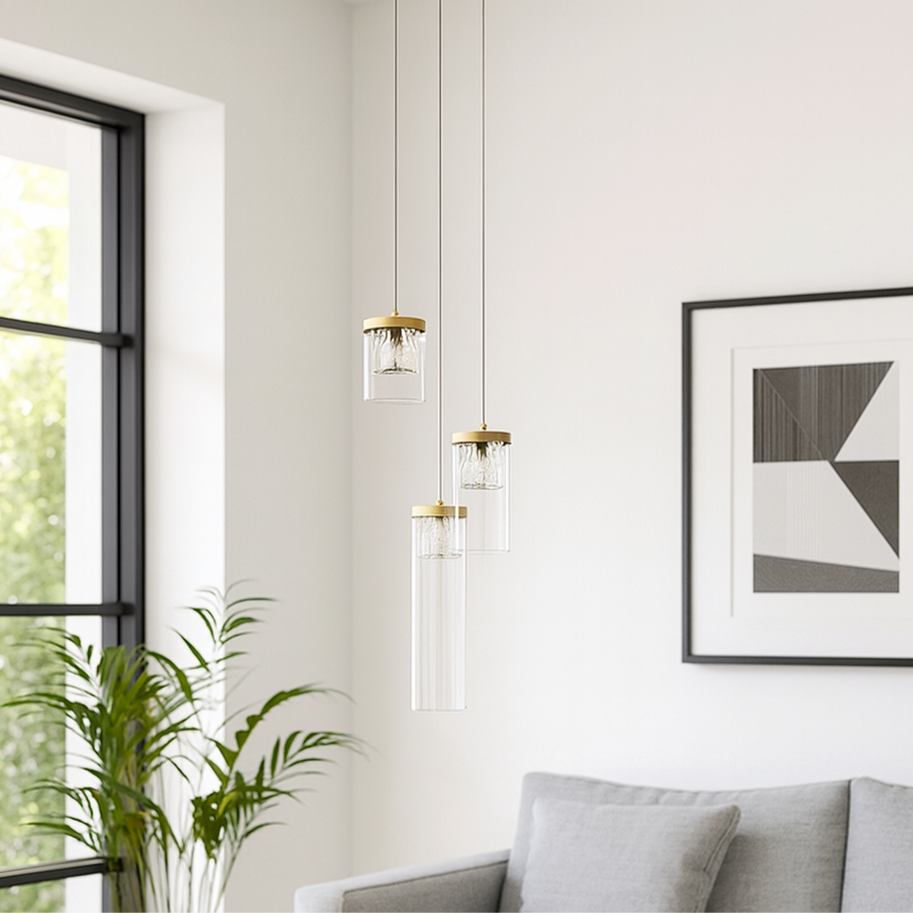 Підвісний світильник прозорий з золотими плафонами Led 8W Gold+Clear Solvia 250931-100006097