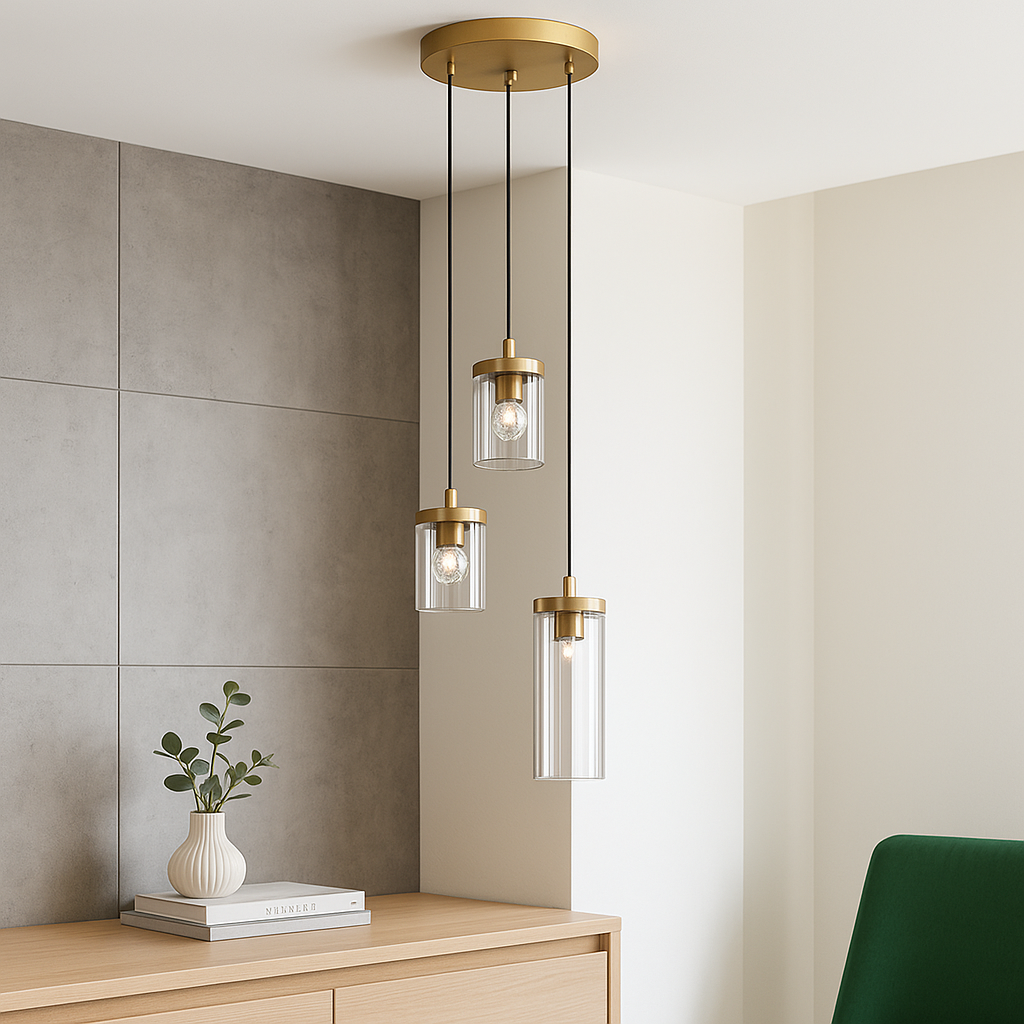 Підвісний світильник прозорий з золотими плафонами Led 8W Gold+Clear Solvia 250931-100006097