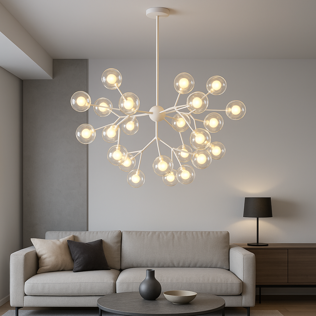 Люстра біла з подвійними плафонами D-80 cm G4x27 White Tree G4 250618-100005240