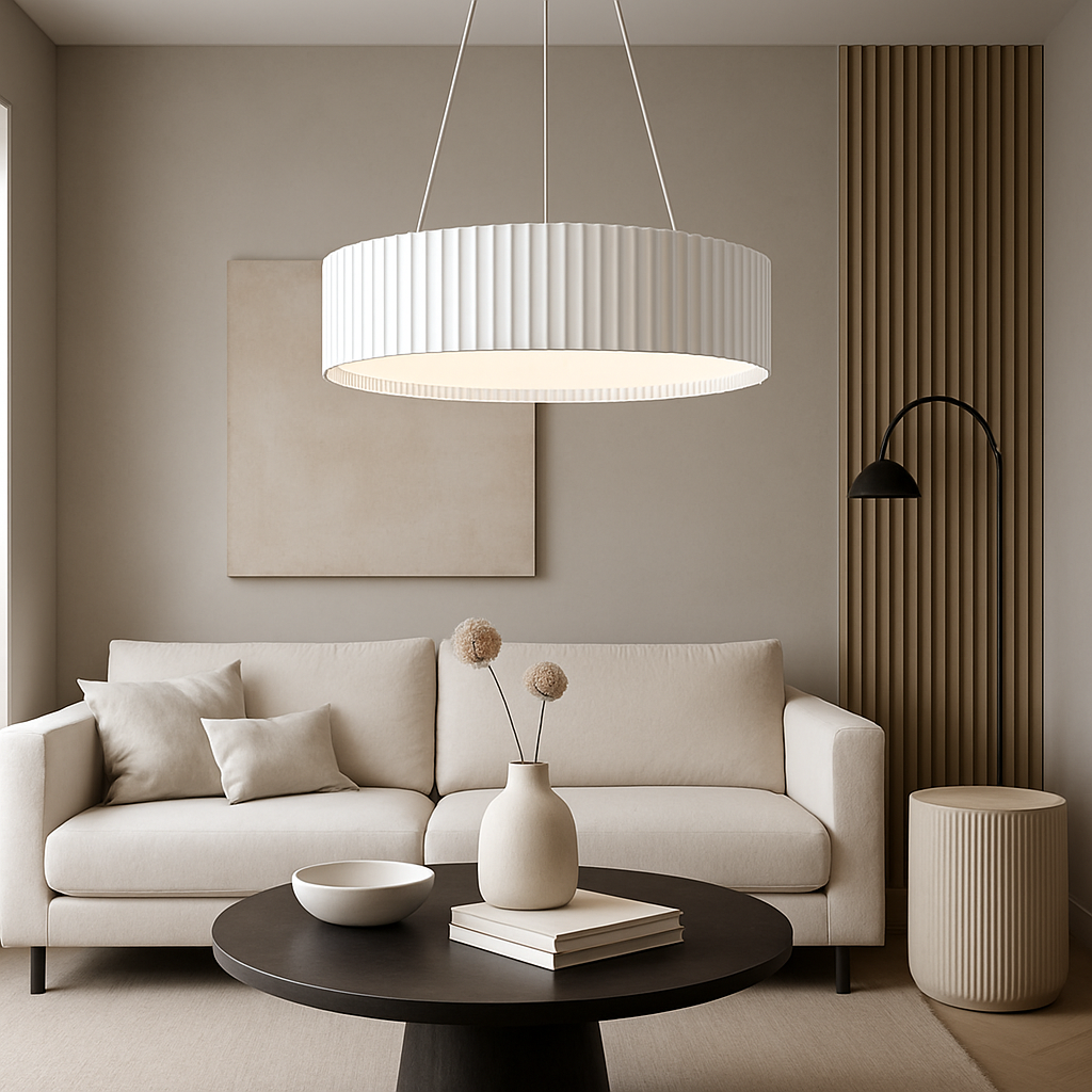 Підвісні світильники у 2-х розмірах з пультом Pendant Gofre White 3000K-6000K D-45 Led 60W / D-60 Led 94W 241219-100004010