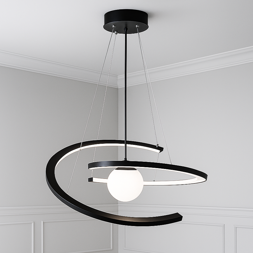 Люстра чорна з білим плафоном D-62 cm Led 63W Black Orbit 250635-100005246