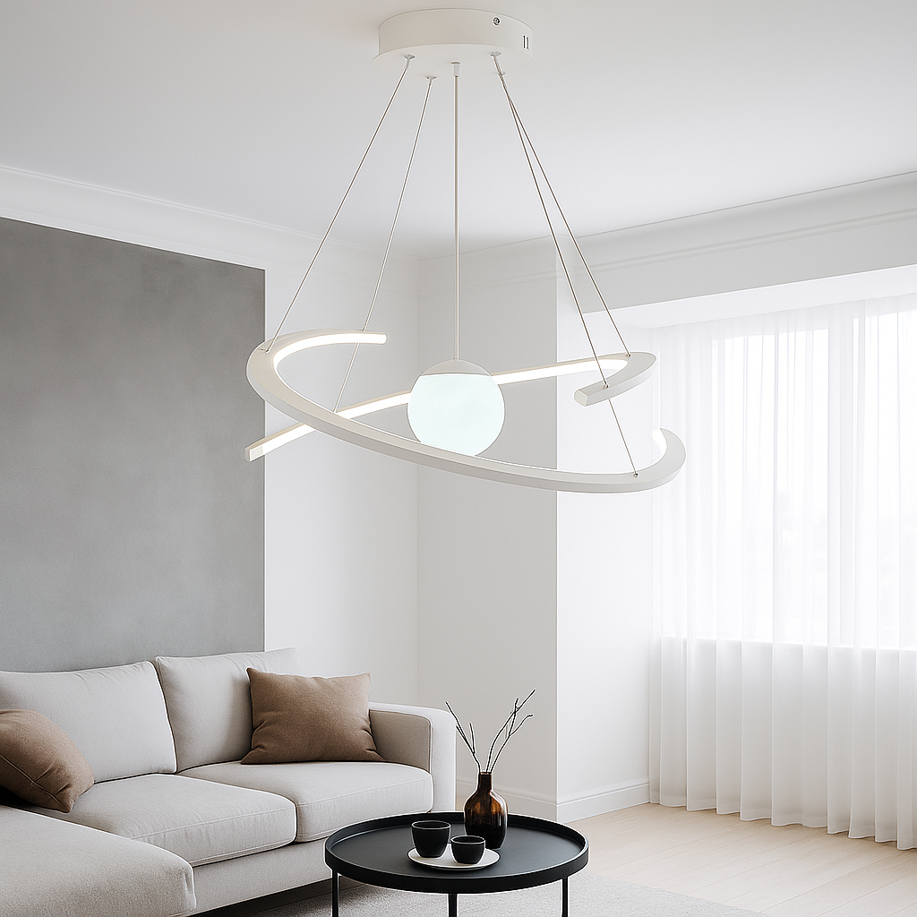 Люстра біла з білим плафоном D-62 cm Led 63W White Orbit 250635-100005247