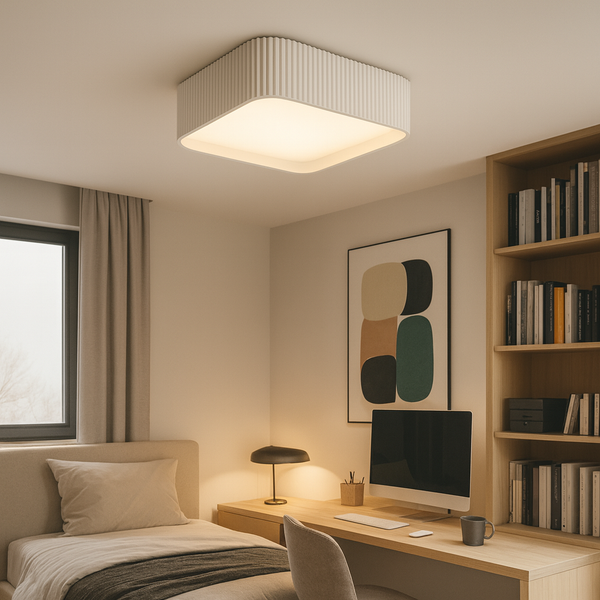 Стельова люстра біла з пультом L-48.5 cm / L-58.5 cm Led White Gofre 250819-100005781