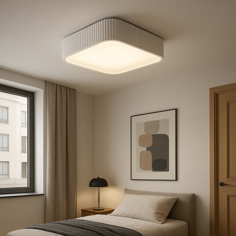 Стельова люстра біла з пультом L-48.5 cm / L-58.5 cm Led White Gofre 250819-100005781