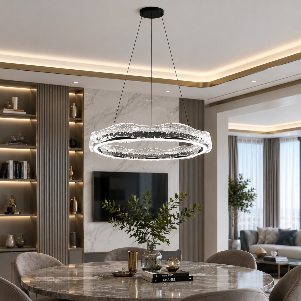 Підвісні люстри чорні D-60 cm / D-80 cm Led 3000K-6000K Black Ice 260618-100008148