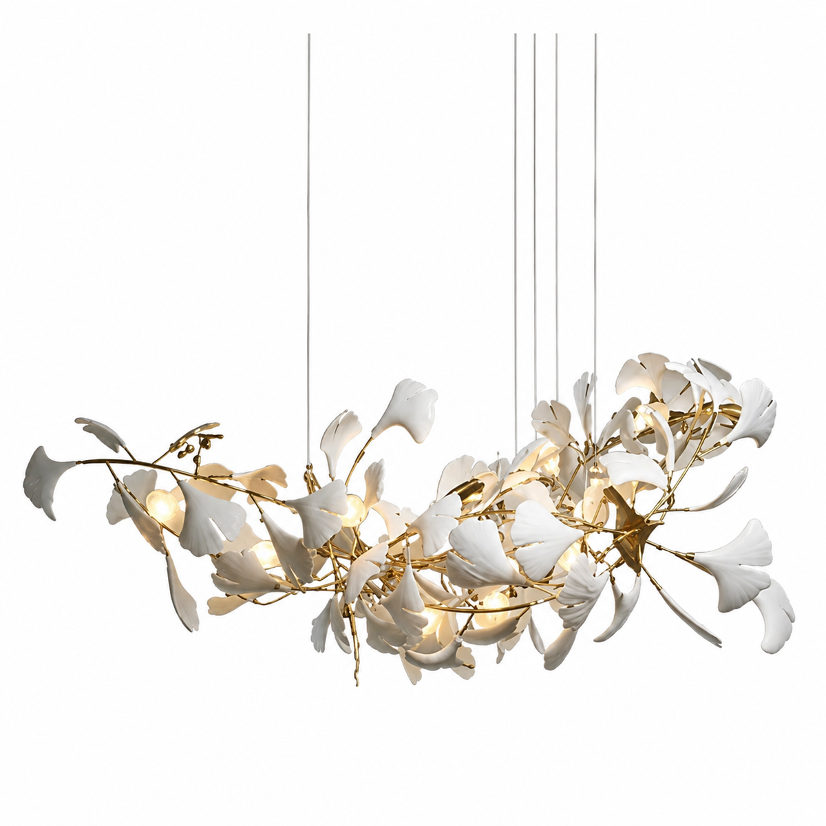 Підвісні люстри L-80 / 100 / 120 / 160 / 200 cm Led White+Gold Petals Flowers 260658-100008154