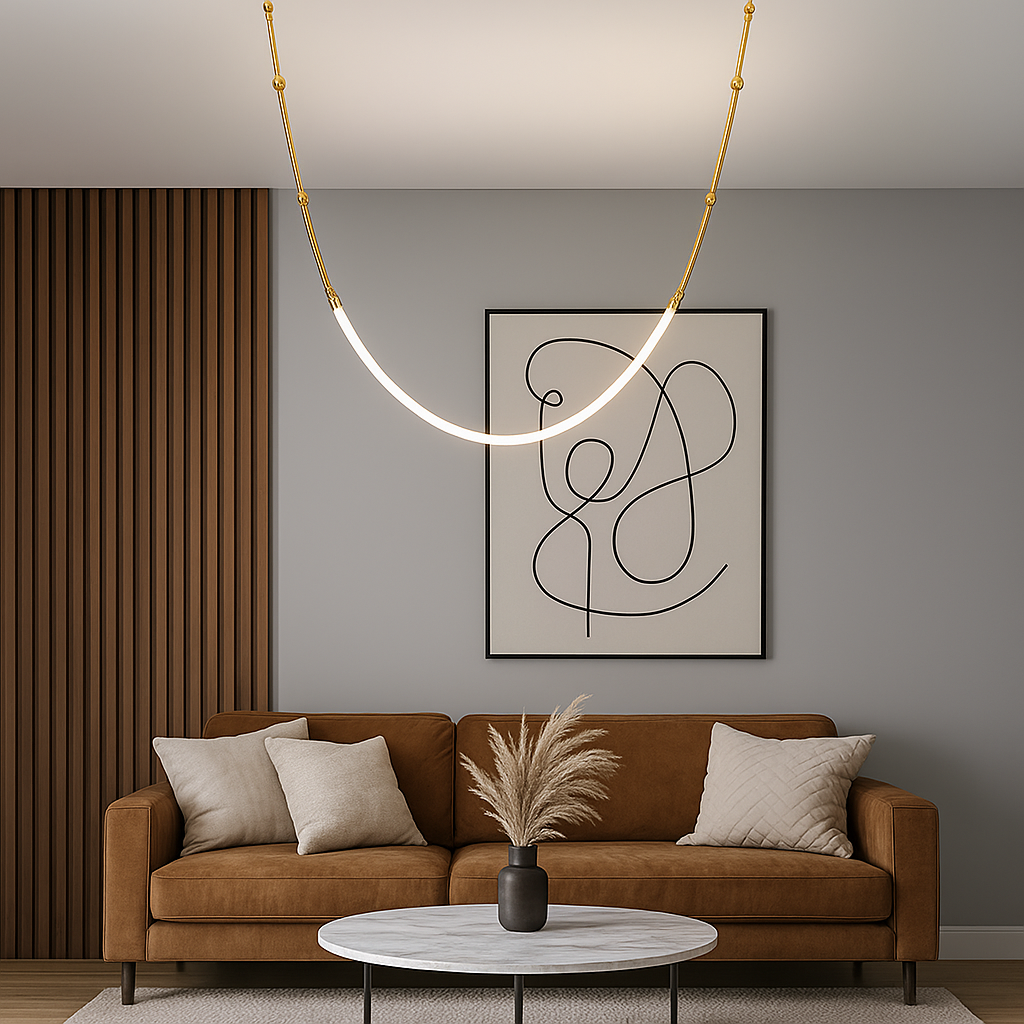 Підвісна люстра золота Kafie Led Lamp Н-220 см 18W 4000K Gold 250618-100005250