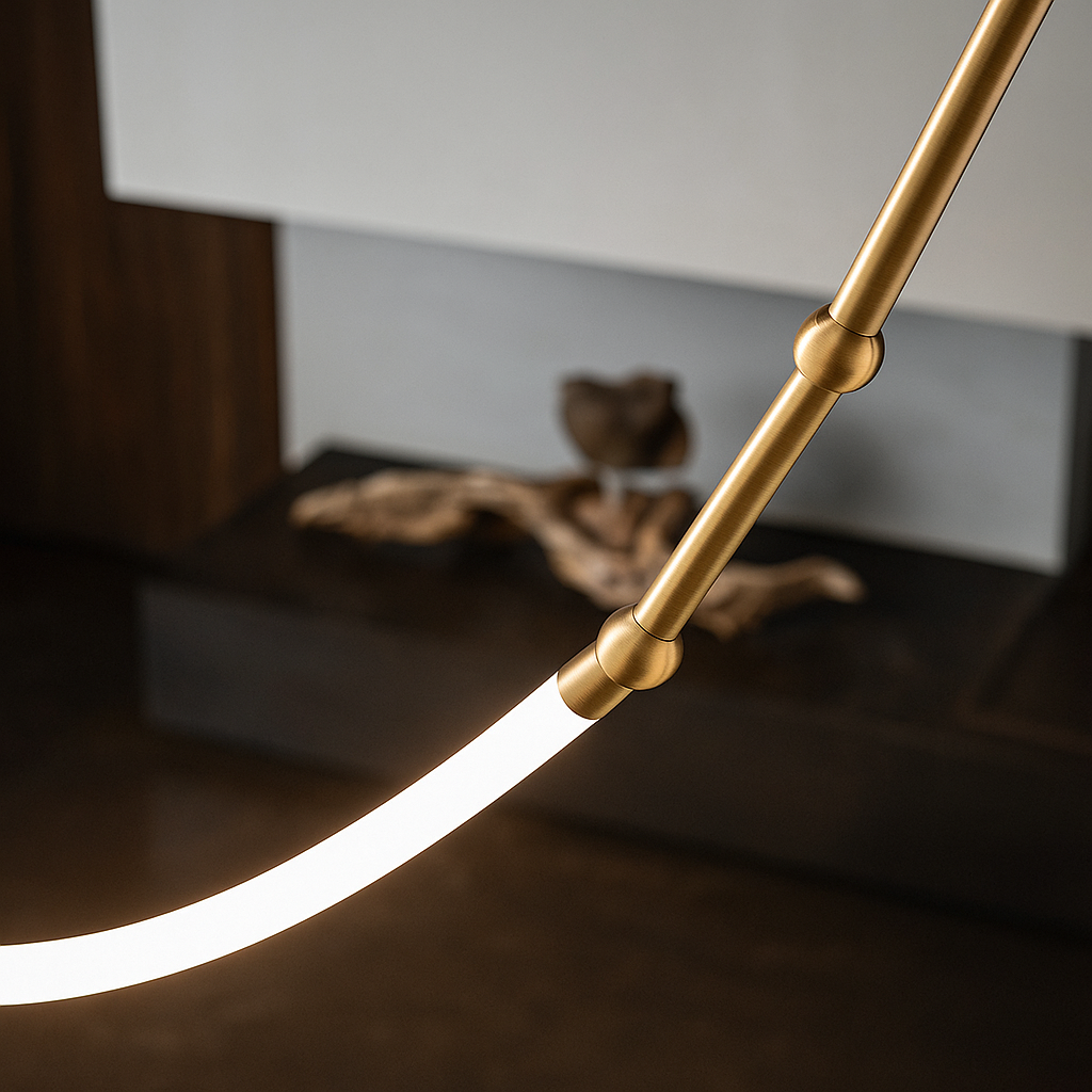 Підвісна люстра золота Kafie Led Lamp Н-220 см 18W 4000K Gold 250618-100005250