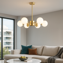 Люстра золота з білими плафонами D-75 см Н-55 см E27*6 Gold+White Wendy 251121-100006686