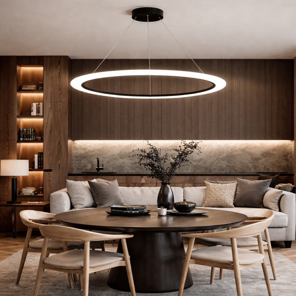 Підвісні люстри чорні D-60 cm / D-80 cm Led 3000K-6000K Black Circle 260118-100007177