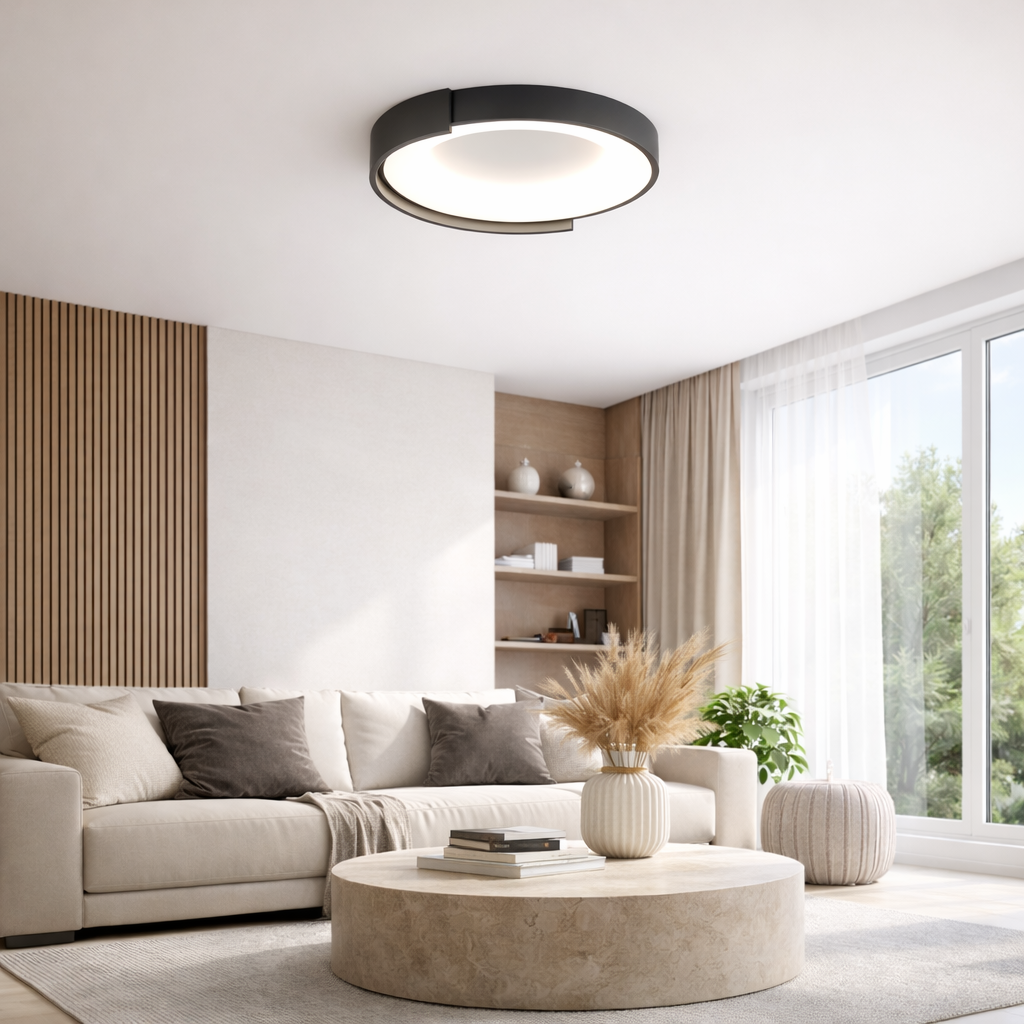 Стельова люстра сіра D-50 cm H-8 cm Led 74W 3000K-6000K Grey Circle 260131-100007181