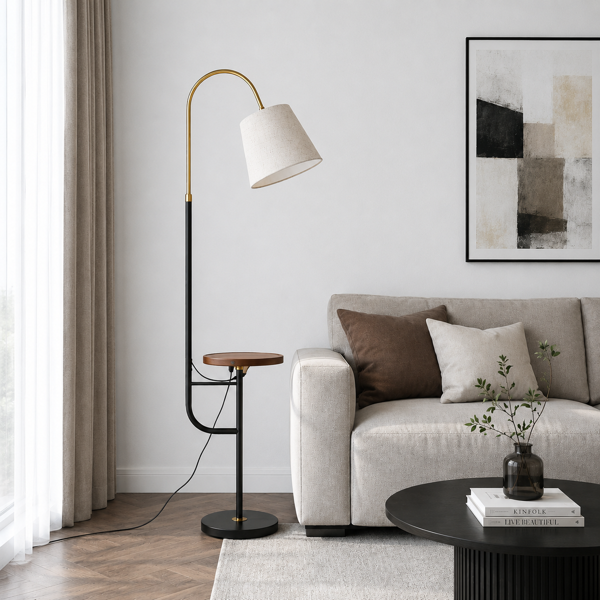 Торшер зі столиком H-170 cm E27 Black+Gold Halo 251227-100006862