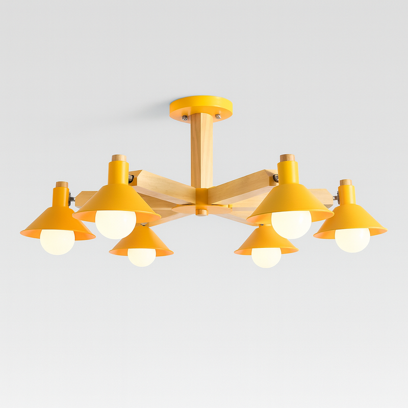 Люстра жовта з дерева H-34 cm D-84 cm E27 Wood+Yellow Identity 250977-100005896