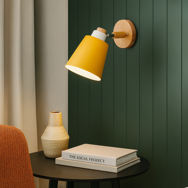 Настінний світильник жовтий з дерева H-18,5 cm E27 Wood+Yellow Identity 250977-100005897
