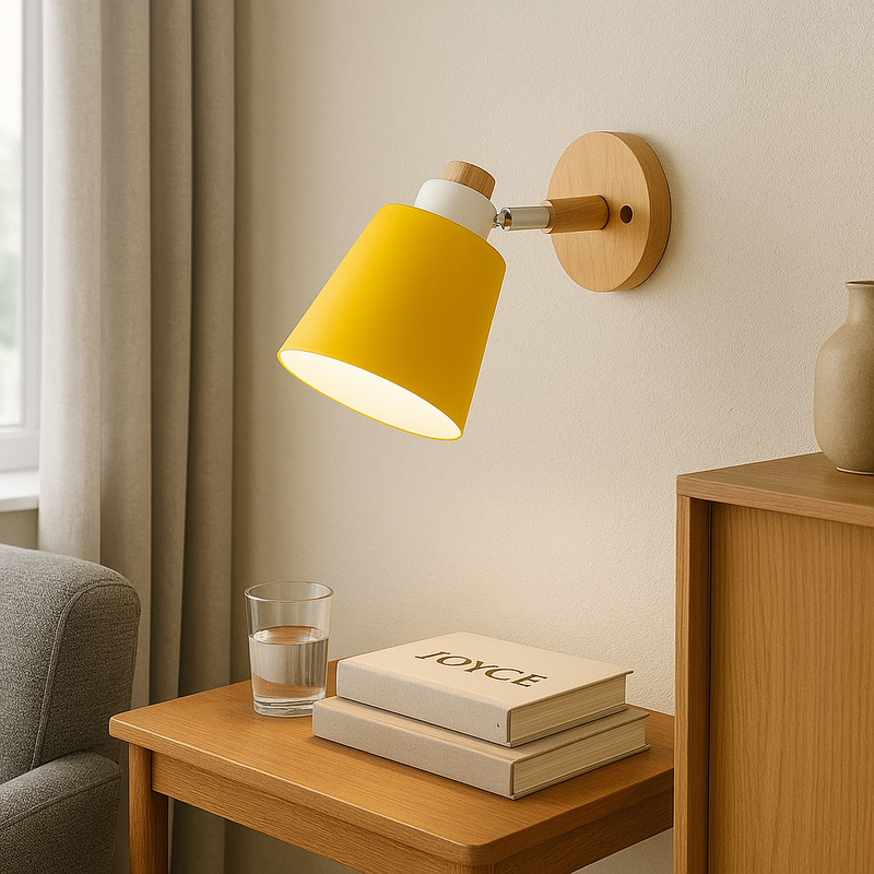 Настінний світильник жовтий з дерева H-18,5 cm E27 Wood+Yellow Identity 250977-100005897