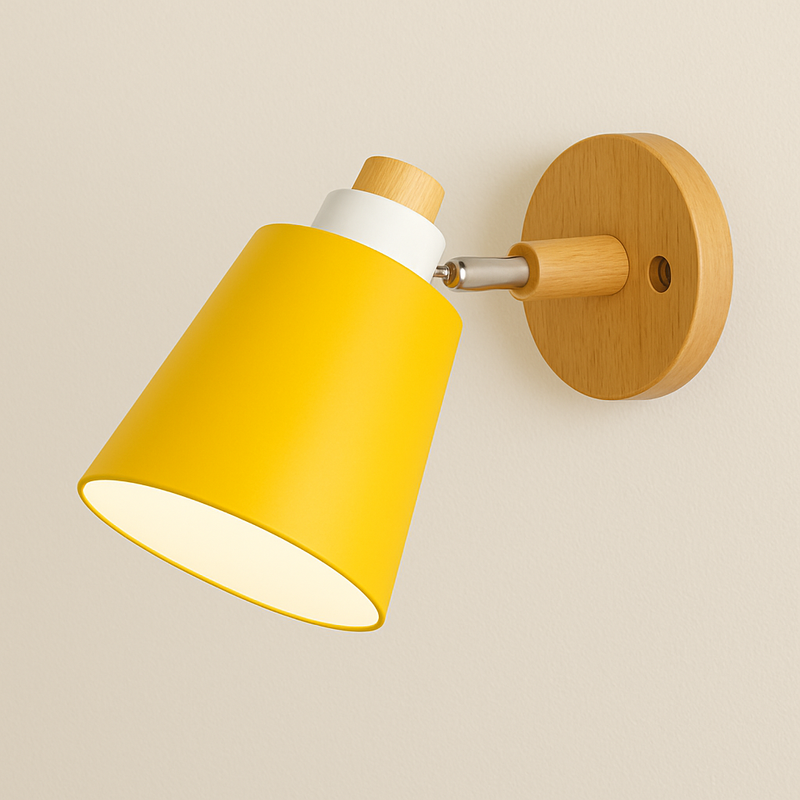 Настінний світильник жовтий з дерева H-18,5 cm E27 Wood+Yellow Identity 250977-100005897