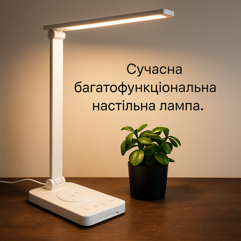 Настільна лампа біла зі сріблом світлодіодна Led 8W White+Chrome Slim 250960-100005902
